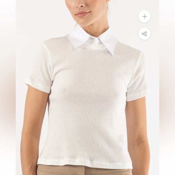 NEW TWP boy tee with collar in ivory XL removable collar - Picture 2 of 10